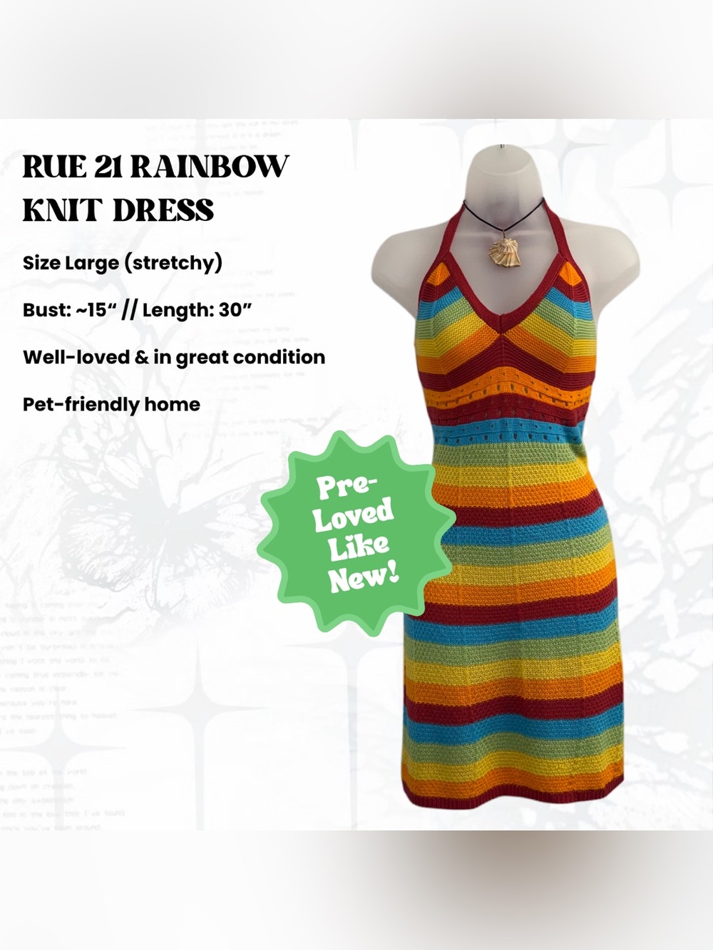 Rue21 Rainbow Knit Halter Dress - Red, Orange, Yellow, Green, Blue
